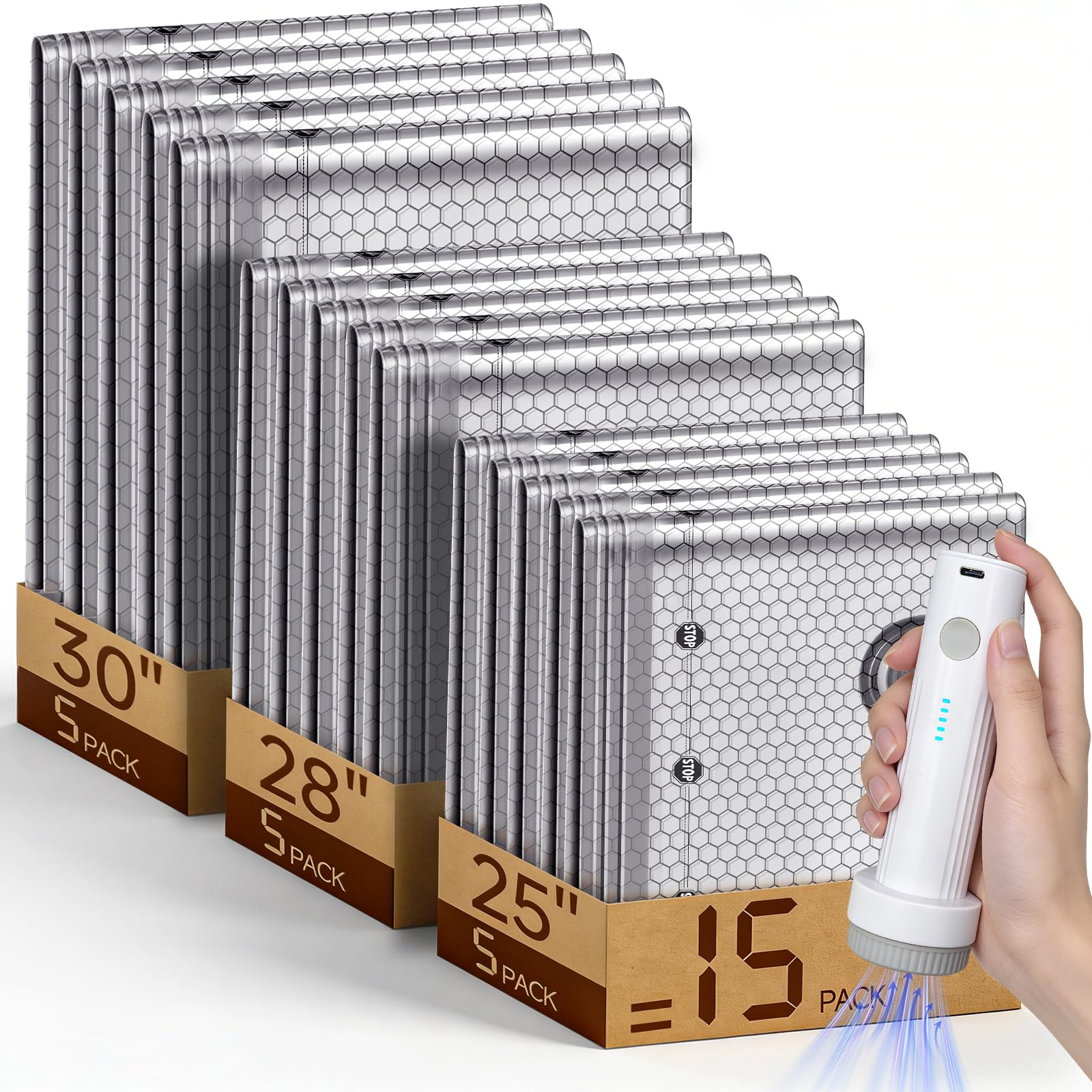 Compression Bag Vacuum - 15 Pack Vacuum Storage Bags for