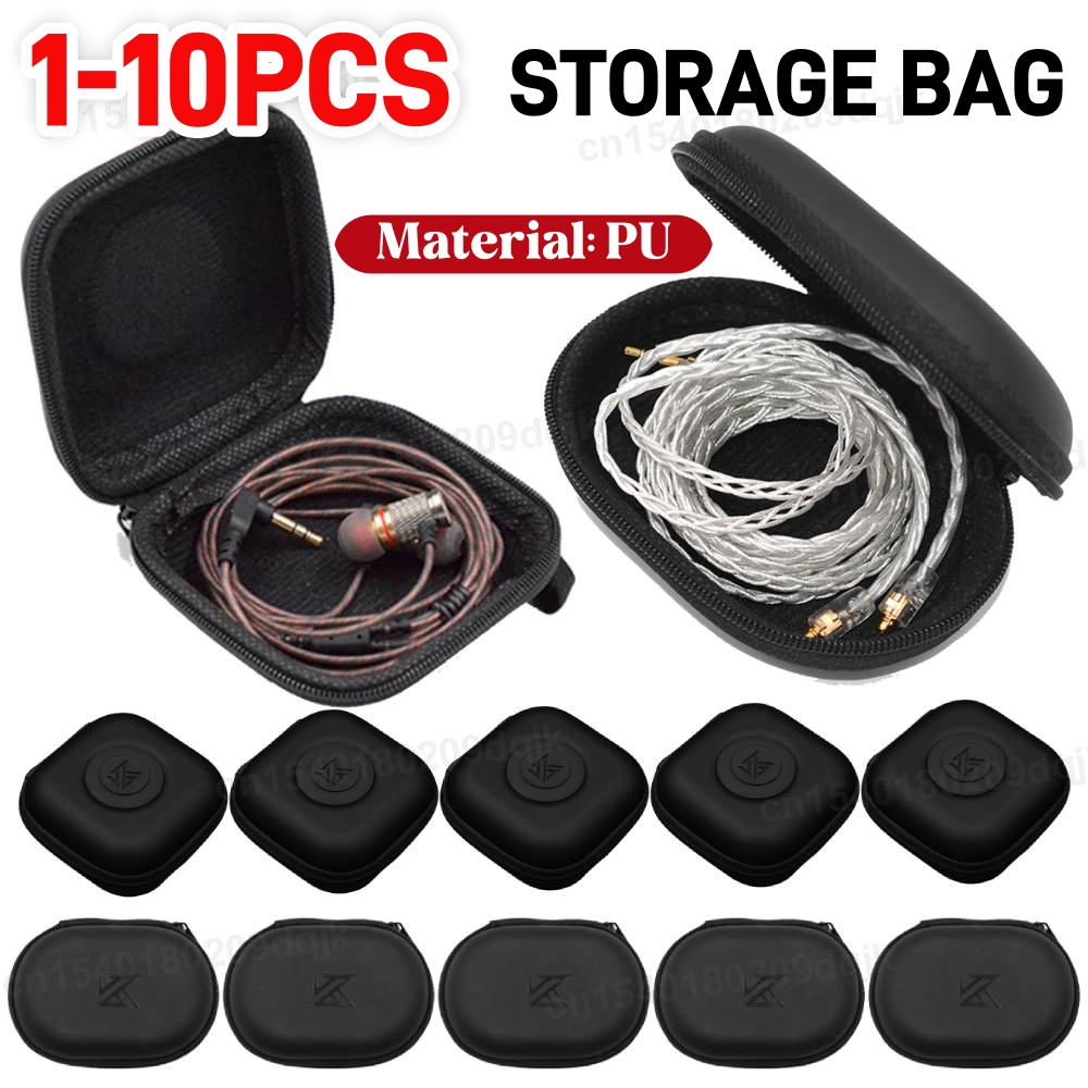 Travel Accessories Holder - 1-10PCS KZ Earphones Case PU Leather