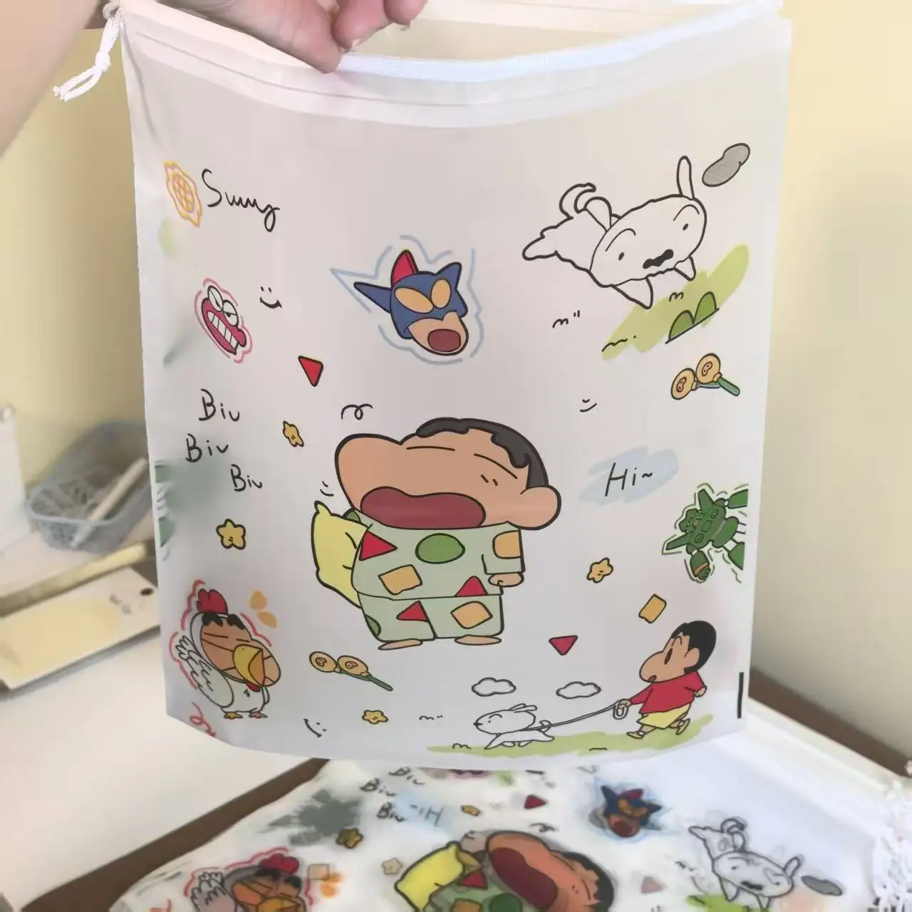 Shoe Bag Travel - Crayon Shin‑chan Drawstring Shoe Bag Portable