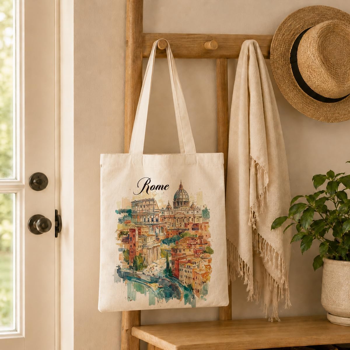 Rome Watercolor Canvas Tote Ba - Travel Accessories Italy 评论和价格