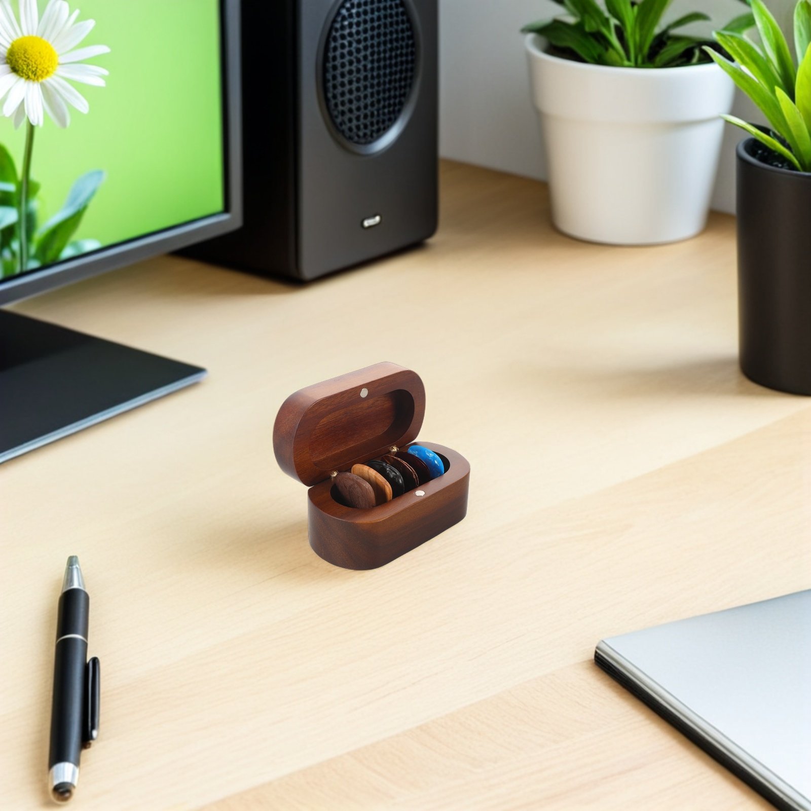1Set Guitar Pick Storage Box w - Travel Accessories Holder 评论和价格
