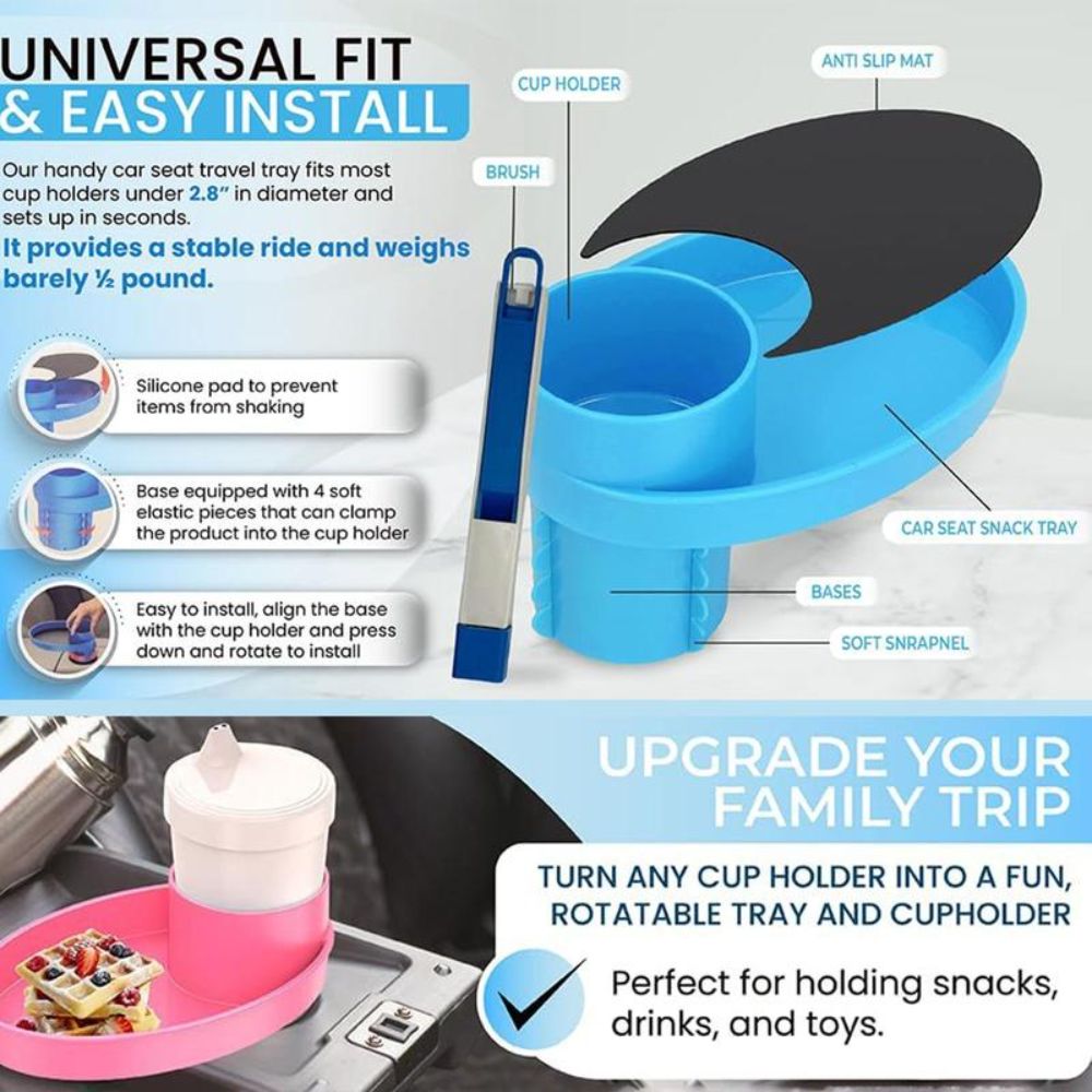 2 in 1 Car Seat Snack Tray Sta - Travel Accessories For Road Trip 评论和价格